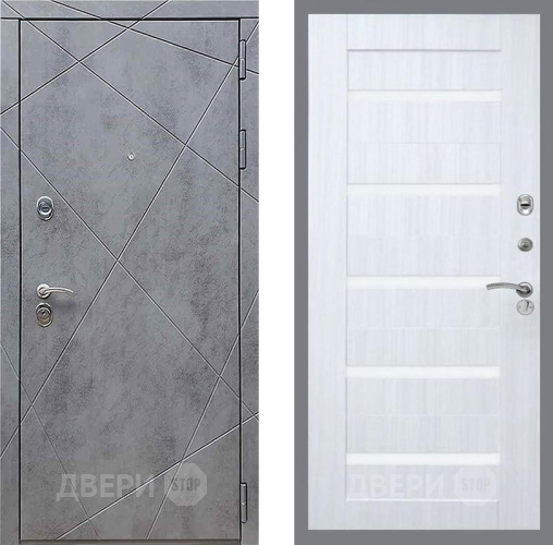 Входная металлическая Дверь Рекс (REX) 13 Бетон Темный СБ-14 стекло белое Сандал белый в Пущино