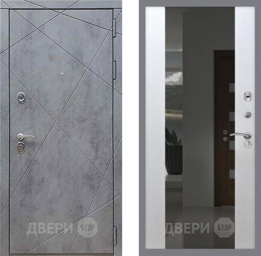 Входная металлическая Дверь Рекс (REX) 13 Бетон Темный СБ-16 Зеркало Белый ясень в Пущино