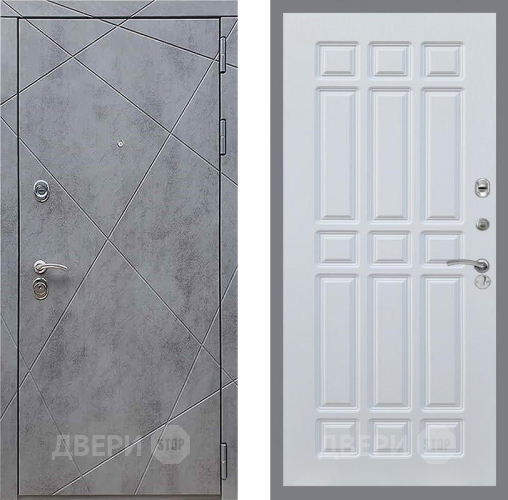 Входная металлическая Дверь Рекс (REX) 13 Бетон Темный FL-33 Белый ясень в Пущино
