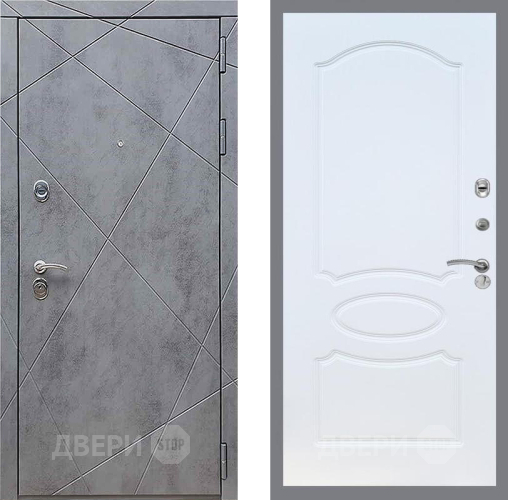 Входная металлическая Дверь Рекс (REX) 13 Бетон Темный FL-128 Белый ясень в Пущино