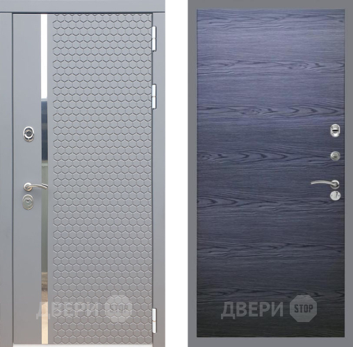 Входная металлическая Дверь Рекс (REX) 24 GL Дуб тангенальный черный в Пущино
