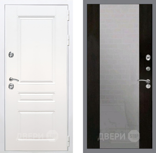 Входная металлическая Дверь Рекс (REX) Премиум-н Силк Сноу СБ-16 Зеркало Венге в Пущино