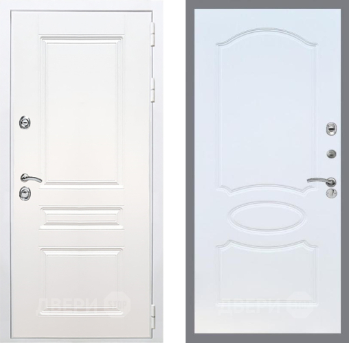 Входная металлическая Дверь Рекс (REX) Премиум-н Силк Сноу FL-128 Белый ясень в Пущино