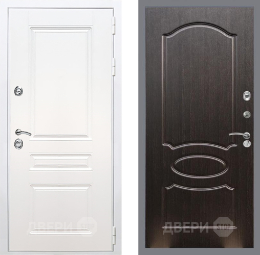 Входная металлическая Дверь Рекс (REX) Премиум-н Силк Сноу FL-128 Венге светлый в Пущино