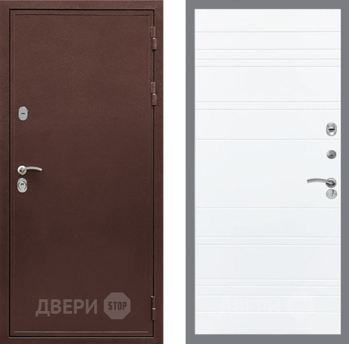 Входная металлическая Дверь Рекс (REX) 5 металл 3 мм Line Силк Сноу в Пущино