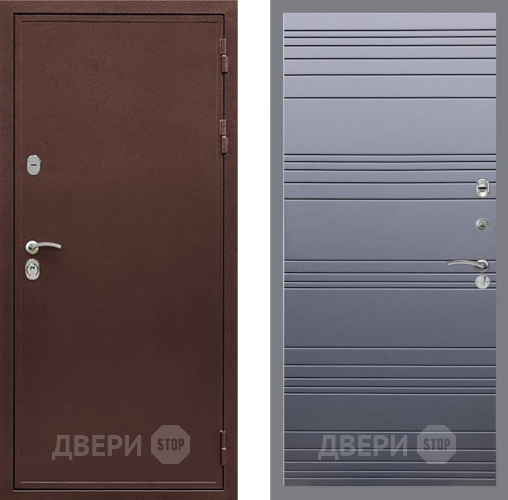 Входная металлическая Дверь Рекс (REX) 5 металл 3 мм Line Силк титан в Пущино