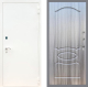 Входная металлическая Дверь Рекс (REX) 1А Белая шагрень FL-128 Сандал грей в Пущино
