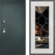 Дверь Дверной континент Рубикон Серебро Дизайн ФЛ-Тиффани Зеркало Белое дерево 860х2050 мм