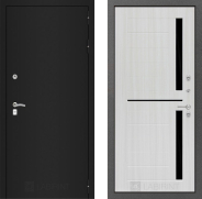 Дверь Лабиринт (LABIRINT) Classic шагрень черная 02 Сандал белый 860х2050 мм