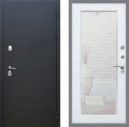 Дверь Рекс (REX) 5 Черный Муар Зеркало Пастораль Белый ясень 860х2050 мм